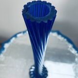 Vase soliflore vintage spirale bleu