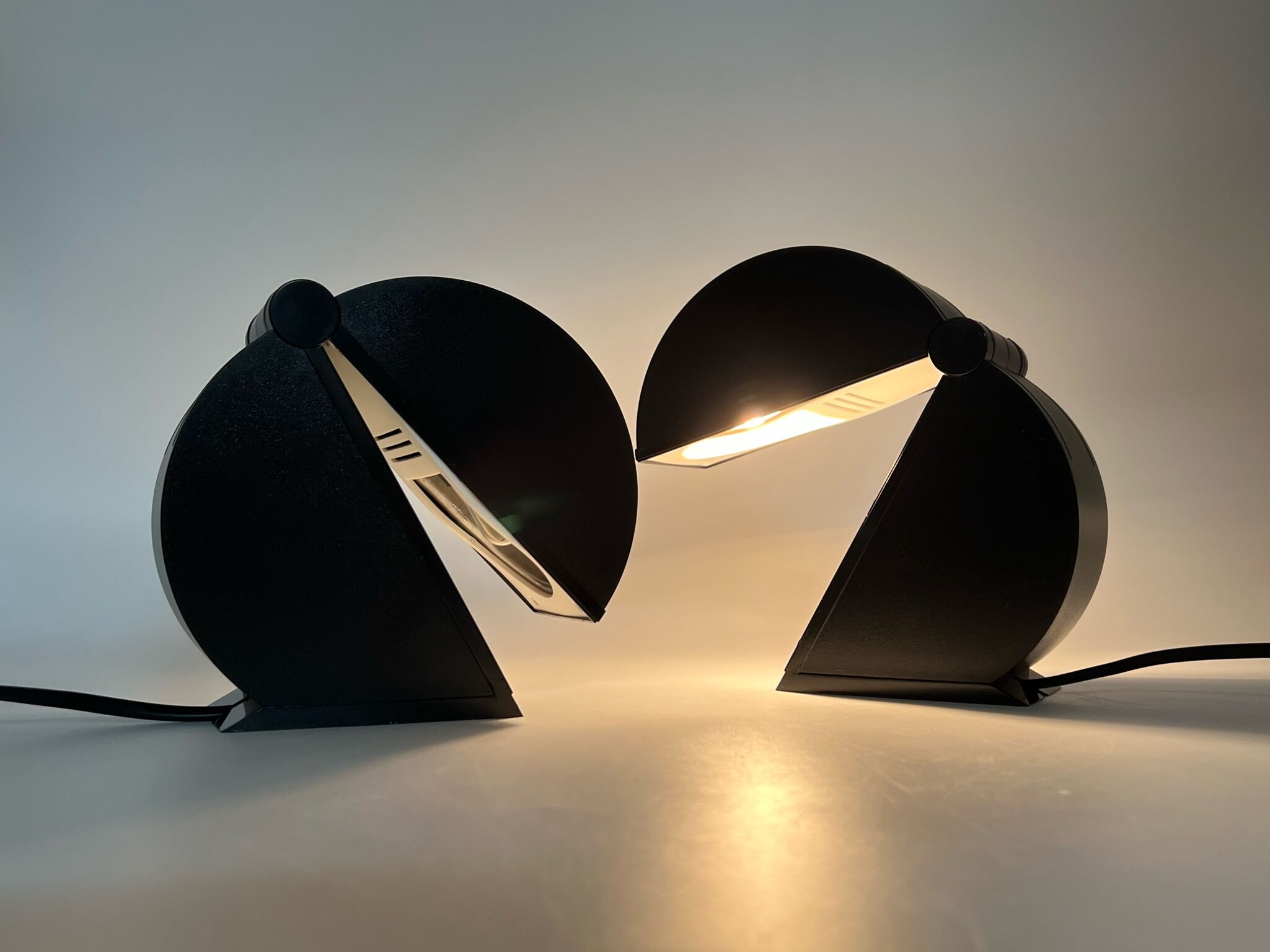 Pair of Disco lamps by Mario Bertorelle JMRDM Italy 70s Black mid century modern