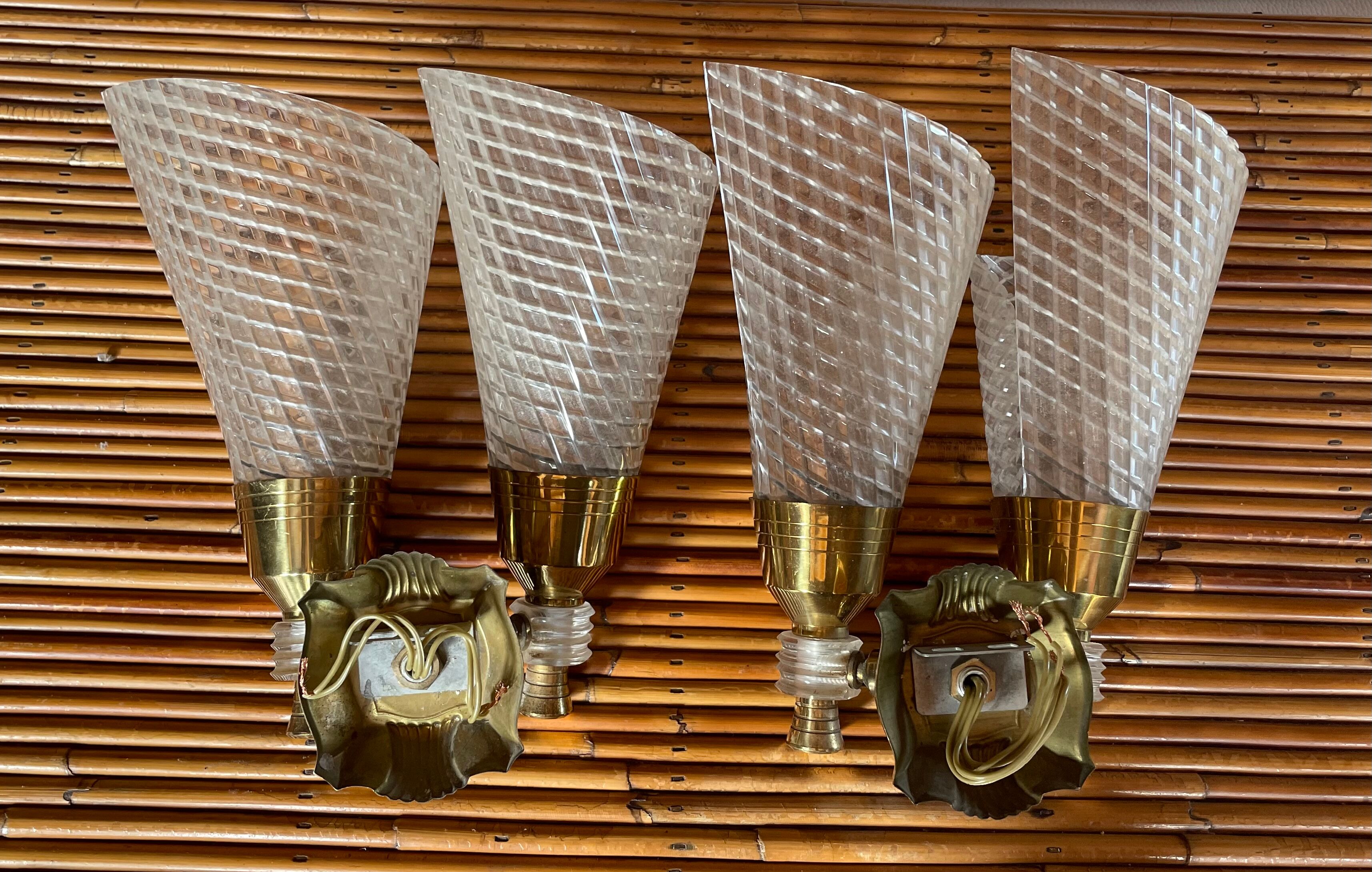 Pair of double sconces in brass 1950