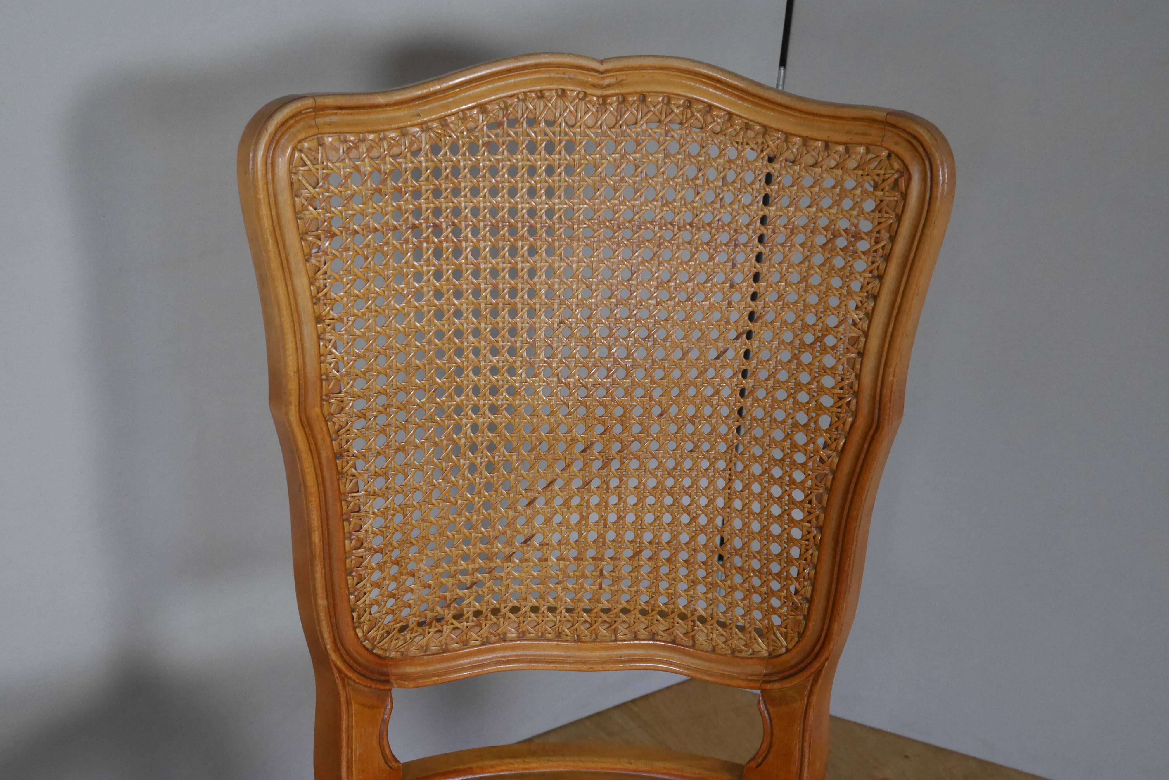 4 Louis XV style canne chairs