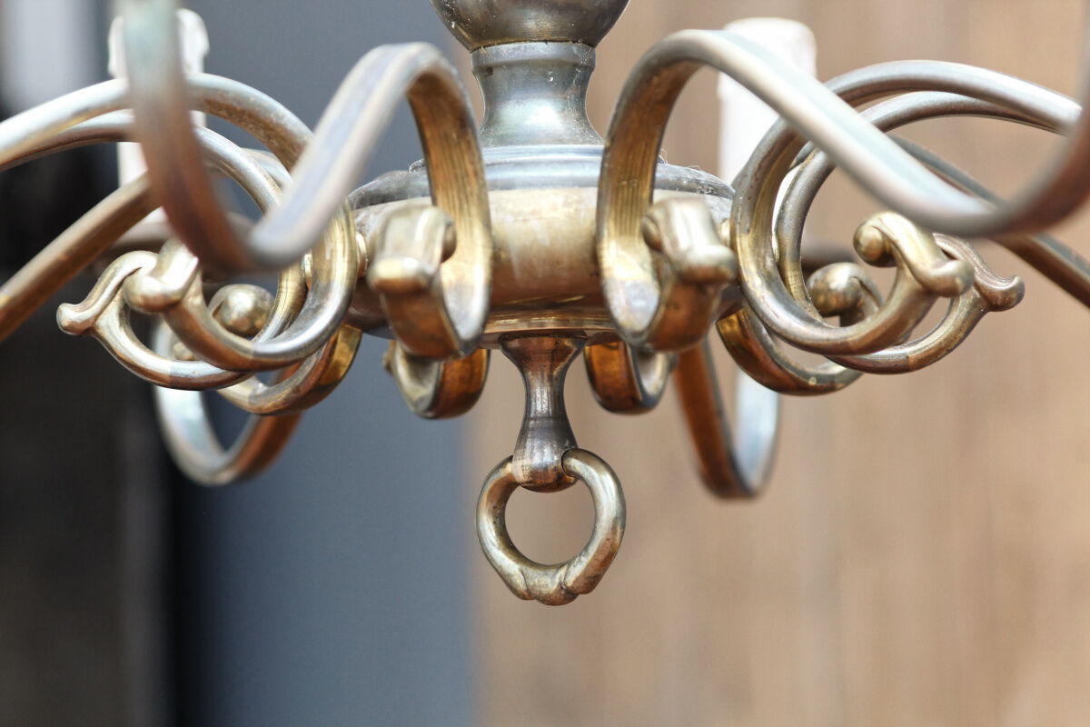 Brass chandelier, 10 burners