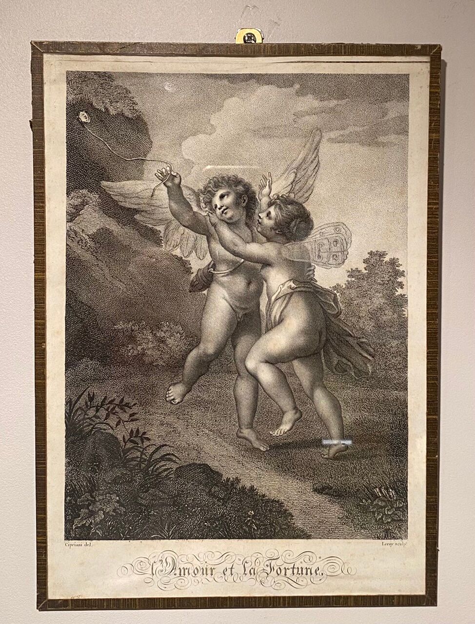 Antique print, Love and Fortune ,early XX century