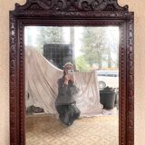 19th century carved solid oak mirror