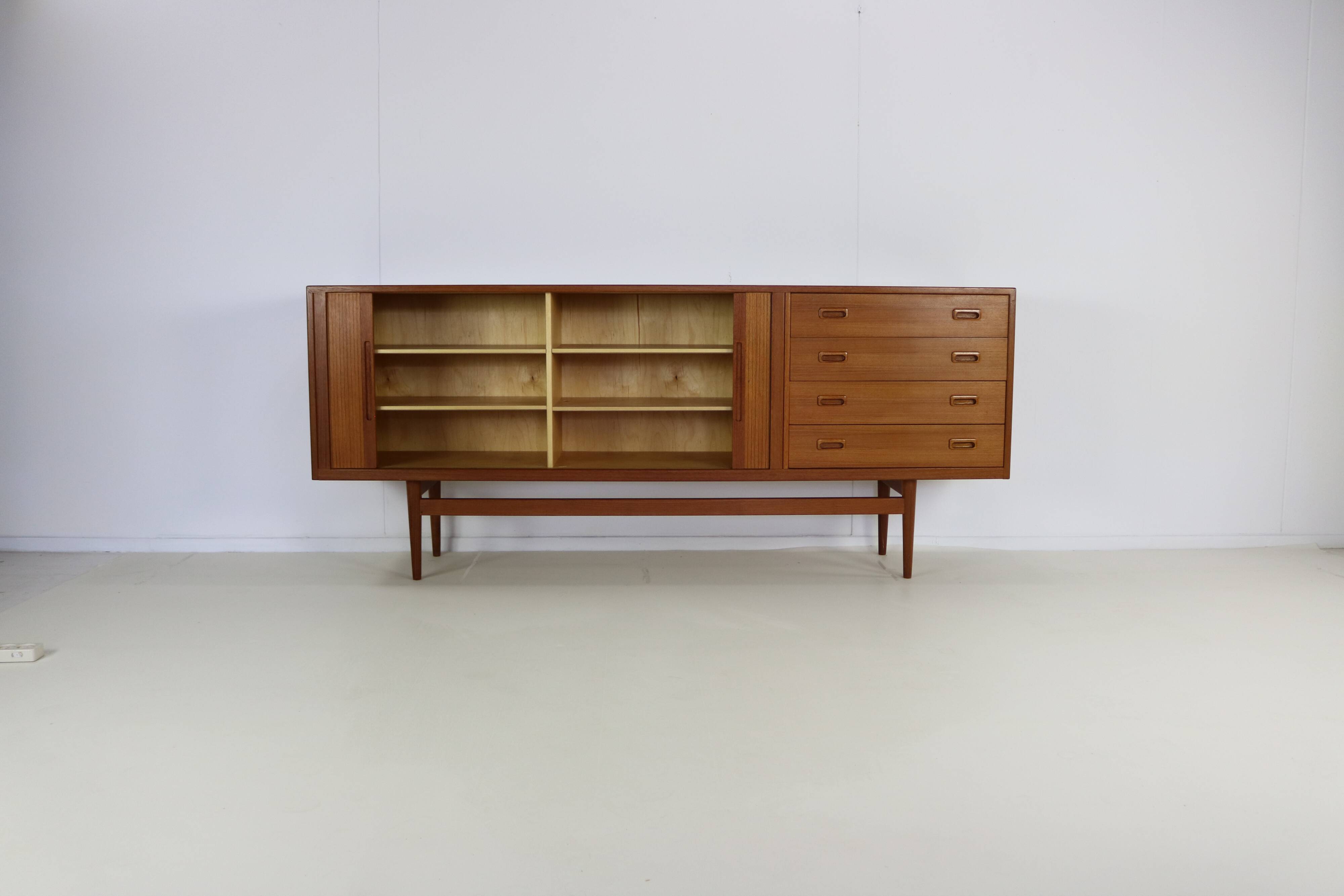 Teak enfilade with 2 tambour doors