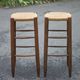 Pair of bar stools, wooden and straw stool, vintage bar stool, vintage stool, decoration