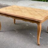Extendable Louis XV dining table in solid oak wood and marquetry 250cm
