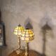 pair of bedside lamps in gilded bronze with glass shade