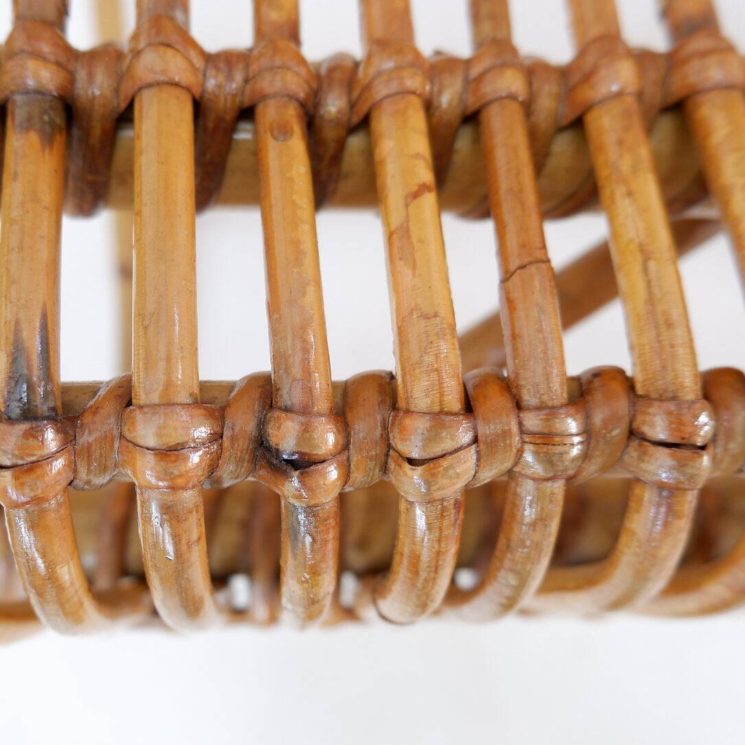 Vintage Curved rattan and bamboo armchair - 1960s