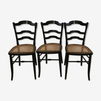 Suite de 3 chaises assises cannées - fin XIX - estampille F.Carton