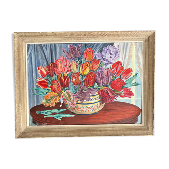 Signed flower painting