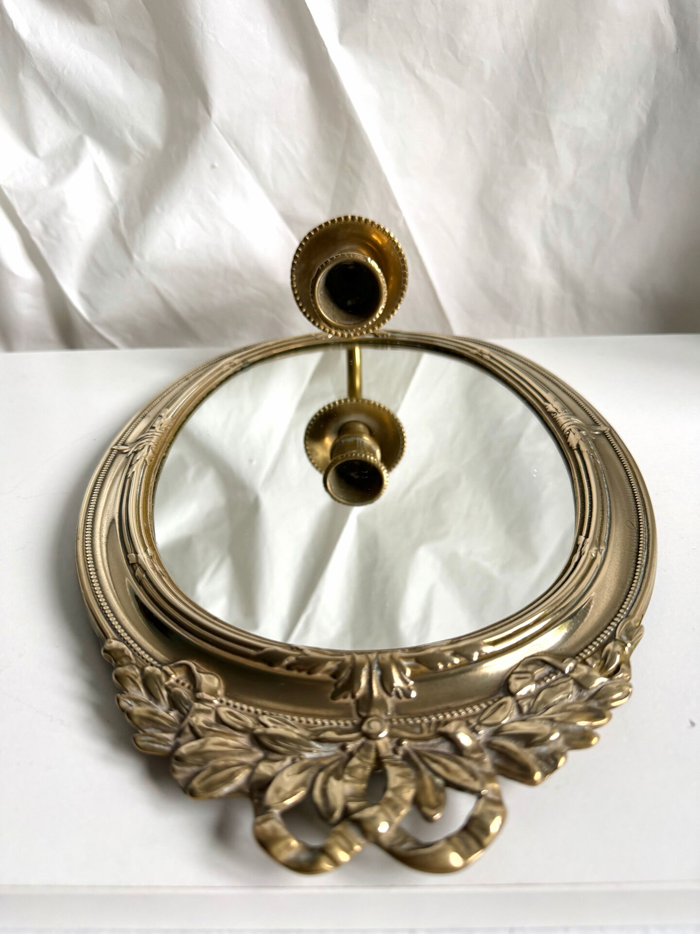 Grand porte-bougie mural vintage en miroir