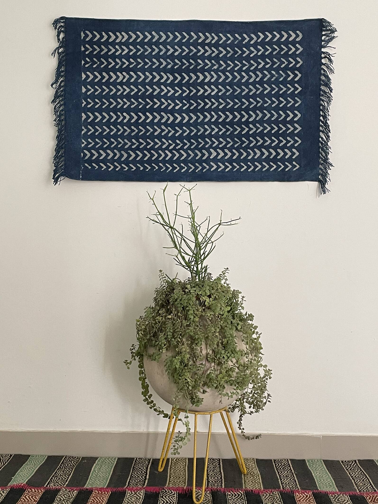 2x3 ft - cotton hand weaved hand block printed indigo tapestry,wall art,traditional wall decor.