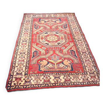 Antique Caucasian Shirvan carpet from the late 19th century, handmade wool, 183x275cm.