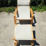 Pulkka lounge chair pair with ottoman by Ilmari Lappalainen for IKEA