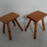 Ensemble vintage de 2 petites tables d'appoint/tabourets