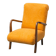 Scandinavian vintage armchair in orange fabric and wood, 1960s modernism