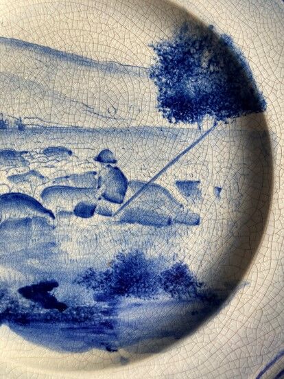 Assiette bleue "pêcheur"