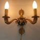 Paire anciennes appliques style Empire dauphins & palmes bronze C859