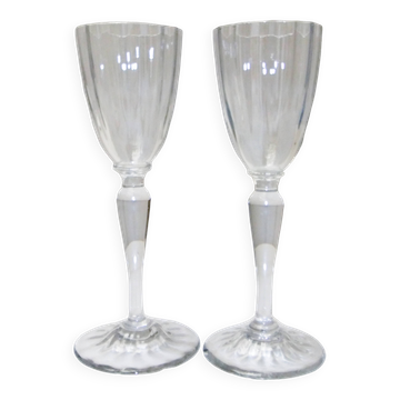 Old wine glass Daum Nancy crystal ribbed tableware