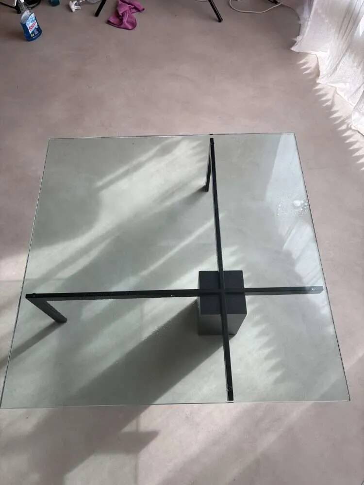 Metaform KW1 coffee table Hank Kwint 1980s glass black metal