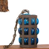 Blue blown glass and metal pendant light, 1970s