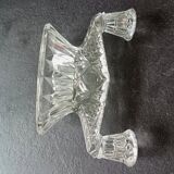 Pair of vintage clear glass candelabras, 2 branches, 1960s