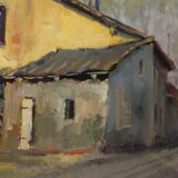 Italian popular scene signed painting oil on board