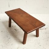 Coffee table, solid oak side table, folk art, 1950
