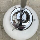 Glass and aluminum globe hanging lamp