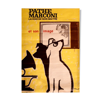 Affiche de publicité originale, vers 1965 Bernard Villemot (1911-1989) - Pathé Marconi la voix de son maître