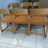 Suite of 6 Baumann Chairs model 1970 Sleigh