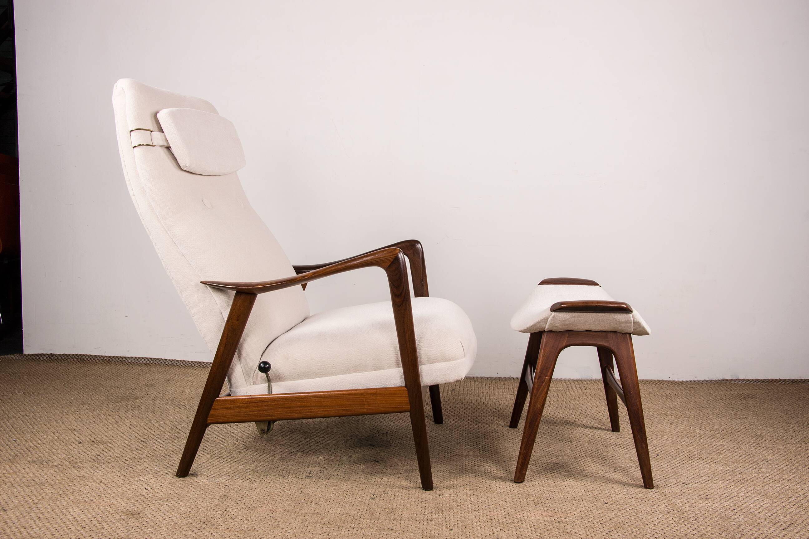 Large Norwegian Teak Armchair with Ottoman, Folke Ohlsson for Westnofa.