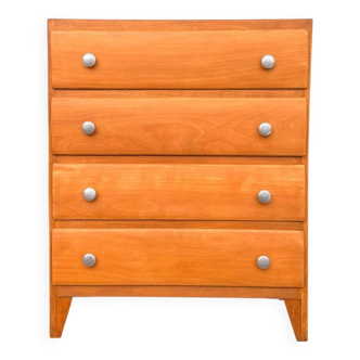 Vintage 4-drawer chest of drawers in waxed wood