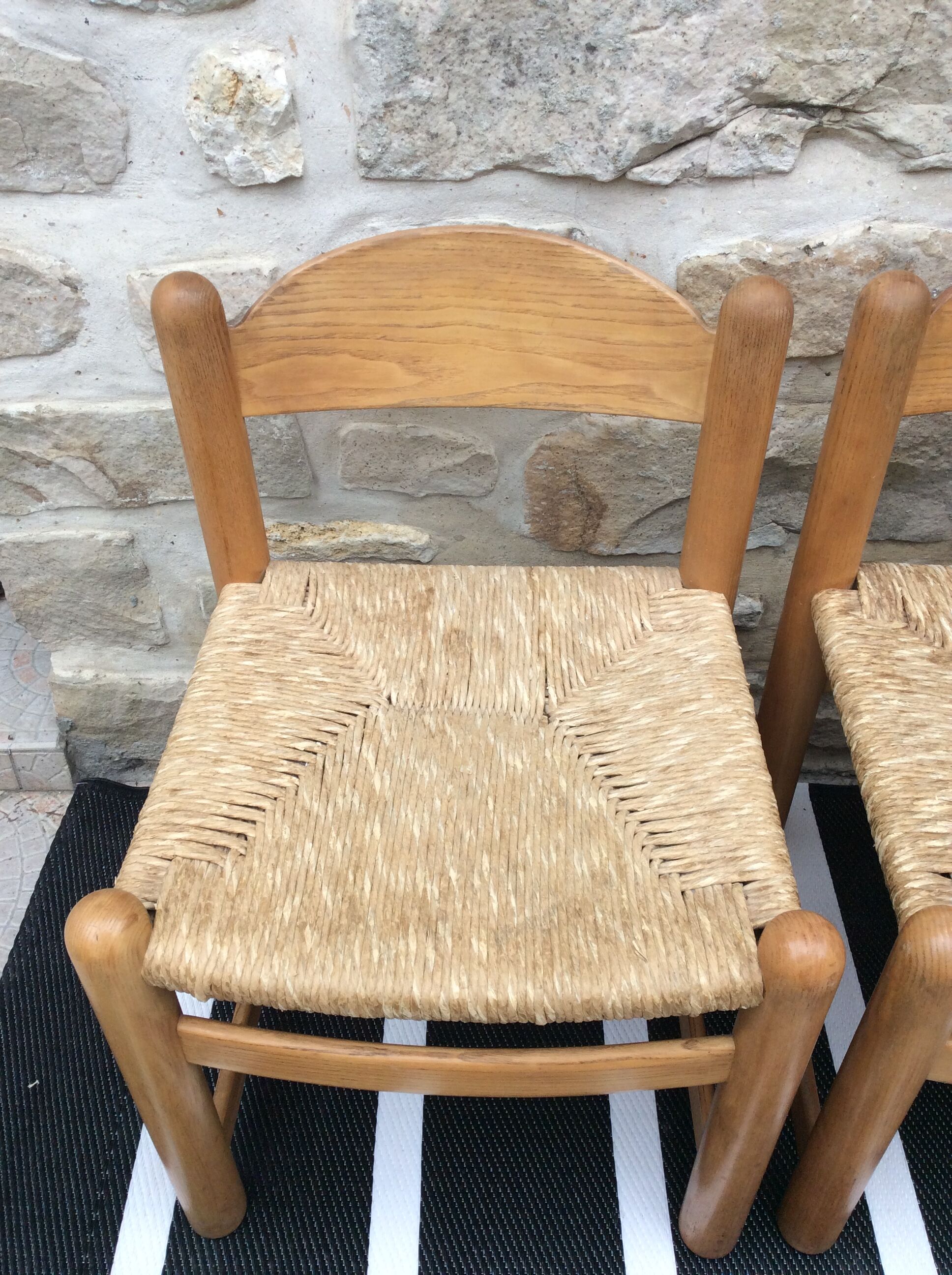 Straw seated wooden chairs