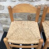 Straw seated wooden chairs