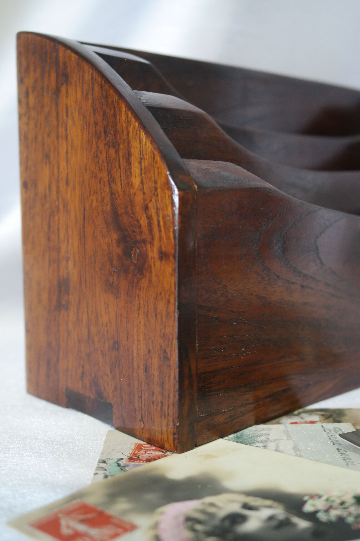Vintage mail holder in cherry wood
