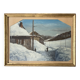 Ancient painting - Village under the snow - Montgenèvre - Hautes Alpes