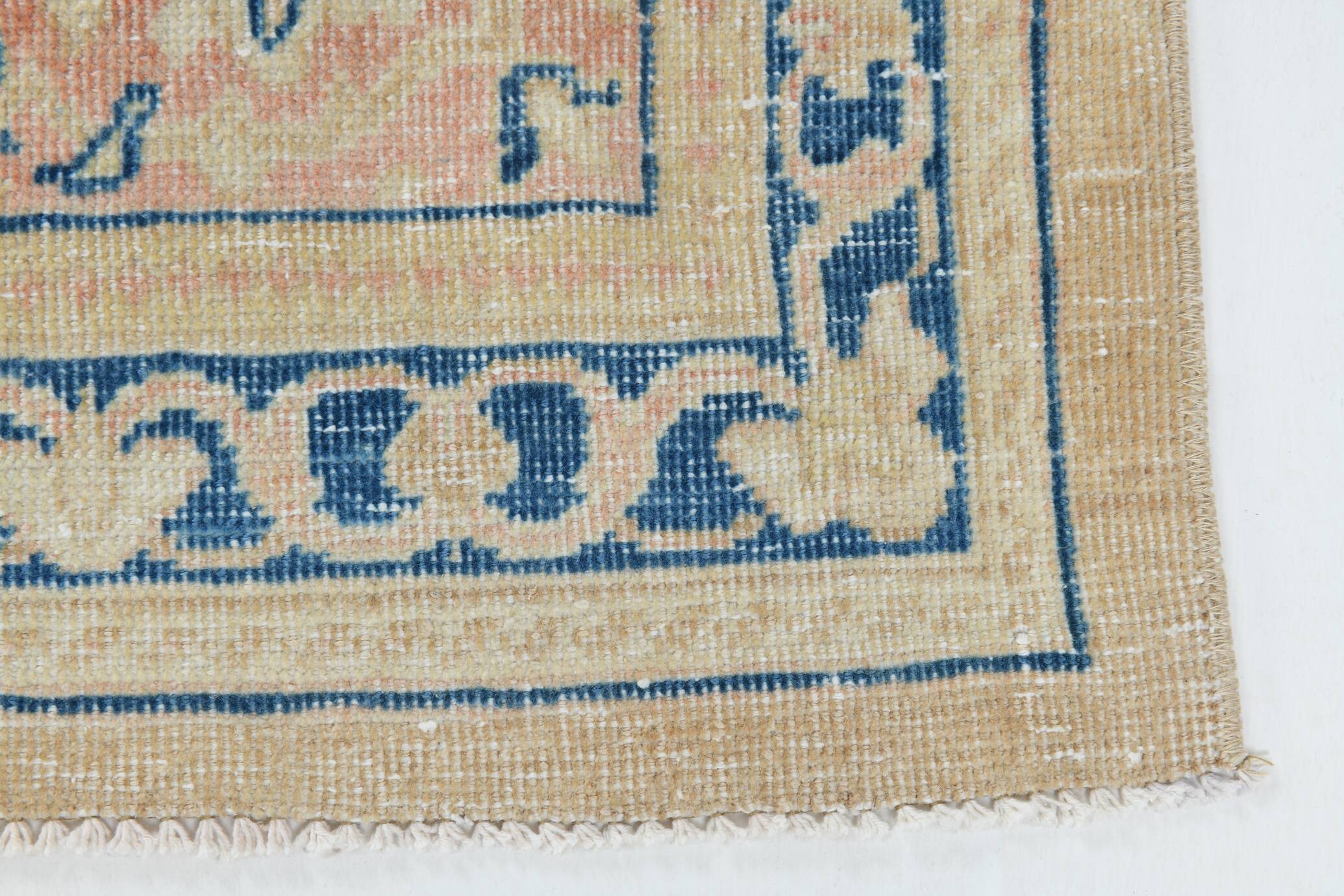 Tapis persan vintage beige et bleu à médaillon floral, 300x393 cm