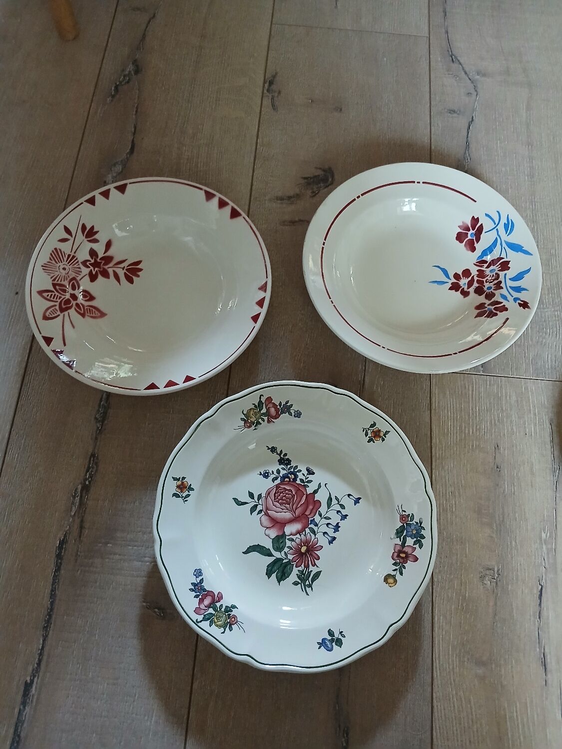 8 mismatched antique soup plates