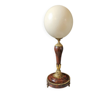 Ostrich Egg, Base in Brass and Brown Marble Empire Napoleon III H: 35cm