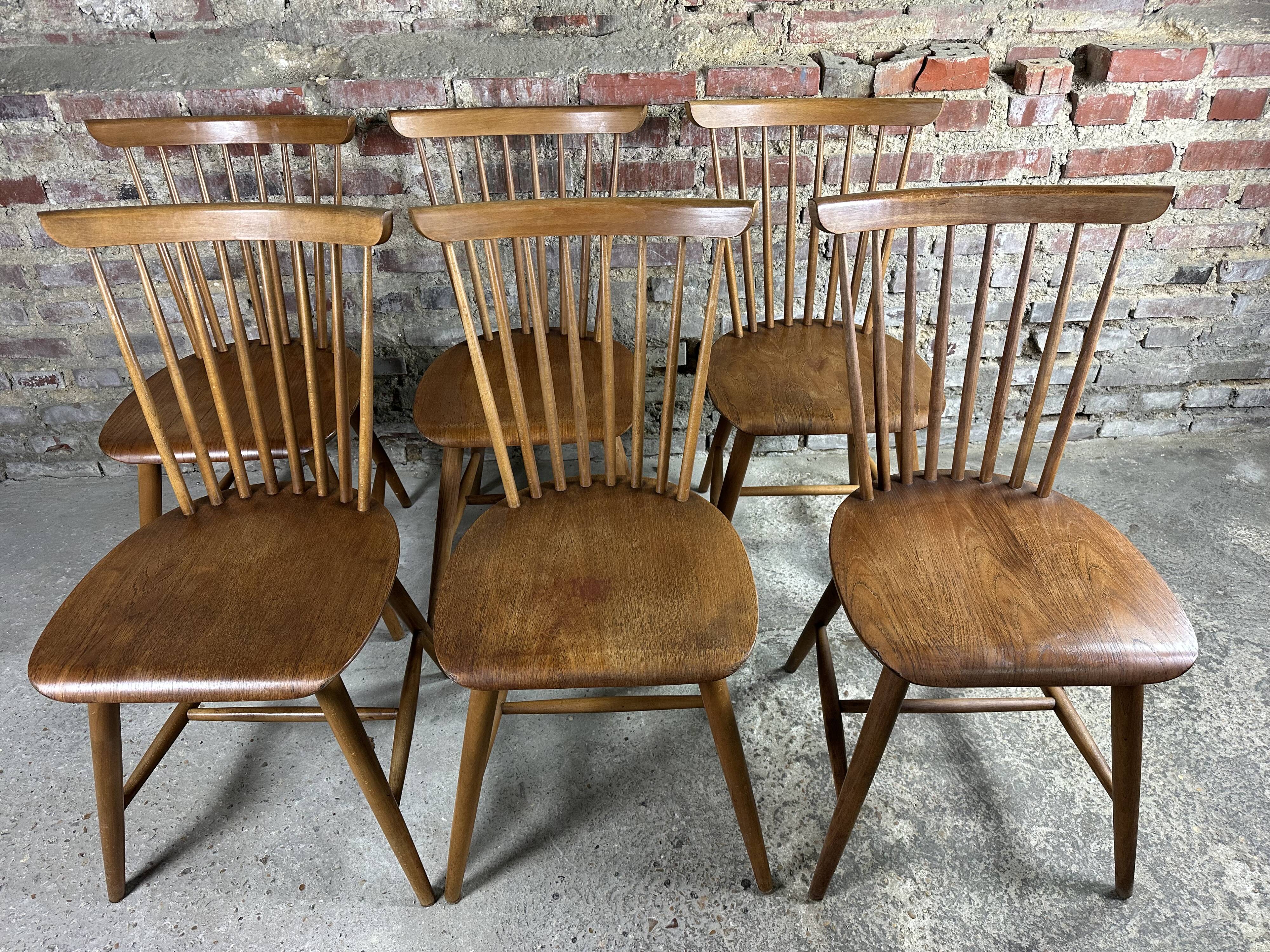Scandinavian chairs (series of 6) in teak produced by samcom 1960