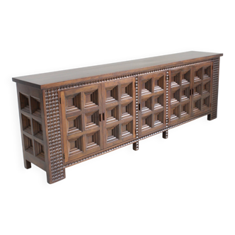 Buffet brutaliste espagnol en bois massif
