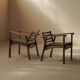 Pair of modernist armchairs in oak, Reconstruction, circa 1940