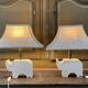 Pair of Italian travertine lamps by Fratelli Mannelli