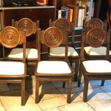 Etienne Kohlmann Art Déco chairs in oak and bouclette fabric, 1930, set of 6