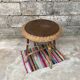 Vintage side table in bohemian old rattan wicker 1950