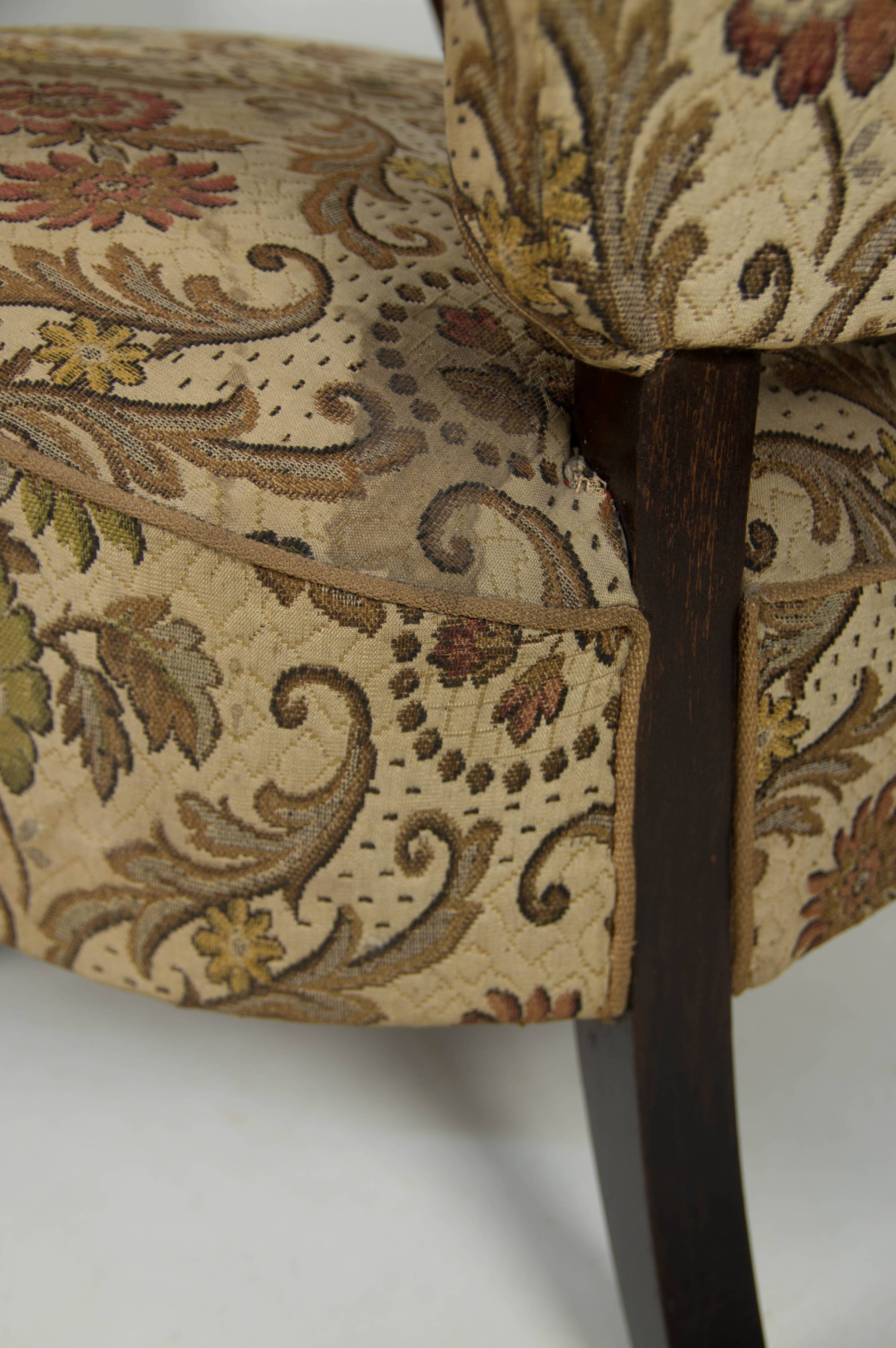 Pair of Art Deco Bentwood Armchairs with Original Floral Upholstery,  1930s