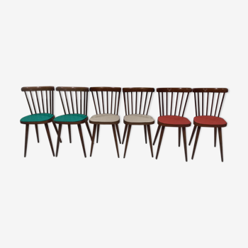 Suite of 6 chairs by bistrot baumann model 740v 1960s