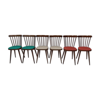 Suite of 6 chairs by bistrot baumann model 740v 1960s