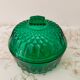 Vintage art deco glass sugar bowl, emerald green color from the 60s